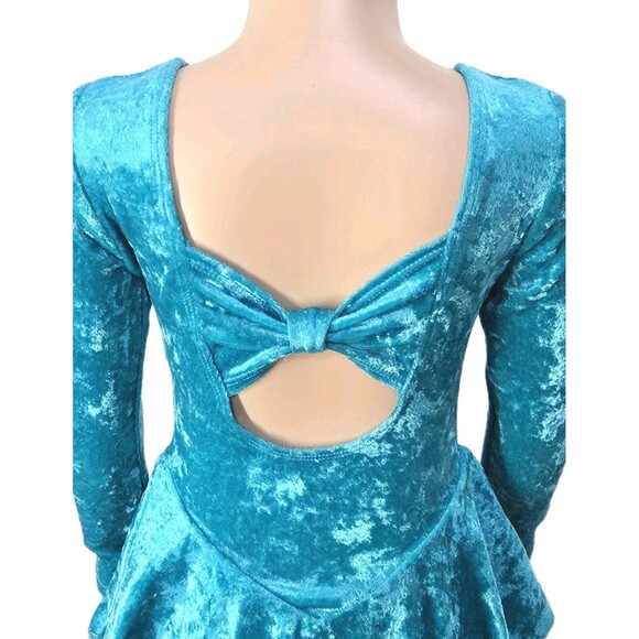 Gilda Marx VTG Bow Keyhole Crushed Velvet Dance Skate Dress Leotard Kids 4/6 - Picture 8 of 16